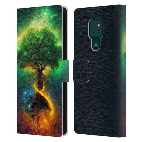 Wumples Cosmic Universe Yggdrasil, Norse Tree Of Life Leather Book Wallet Case Cover For Motorola Moto G9 Play