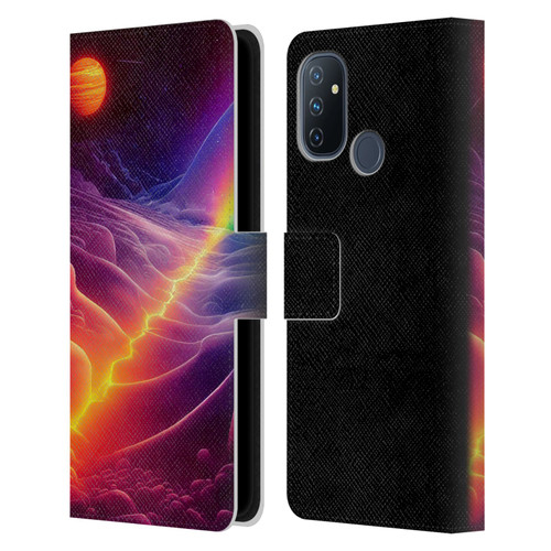 Wumples Cosmic Universe A Chasm On A Distant Moon Leather Book Wallet Case Cover For OnePlus Nord N100