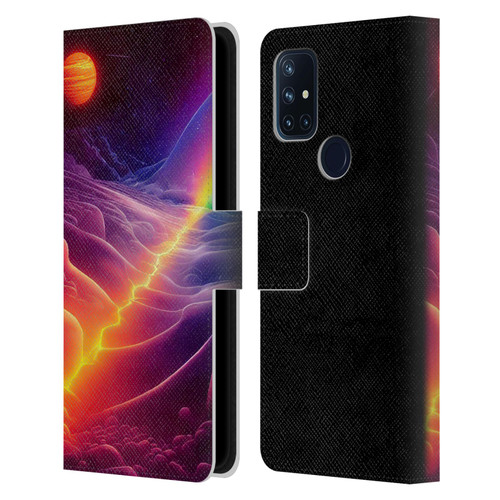 Wumples Cosmic Universe A Chasm On A Distant Moon Leather Book Wallet Case Cover For OnePlus Nord N10 5G