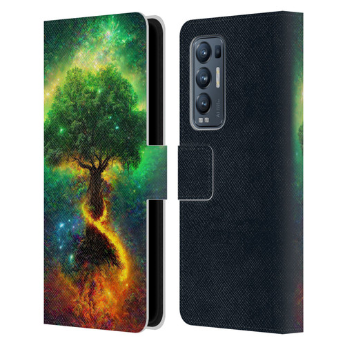 Wumples Cosmic Universe Yggdrasil, Norse Tree Of Life Leather Book Wallet Case Cover For OPPO Find X3 Neo / Reno5 Pro+ 5G