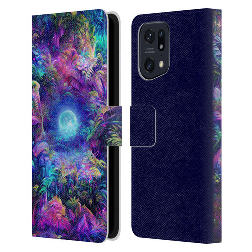 Wumples Cosmic Universe Jungle Moonrise Leather Book Wallet Case Cover For OPPO Find X5