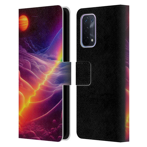 Wumples Cosmic Universe A Chasm On A Distant Moon Leather Book Wallet Case Cover For OPPO A54 5G