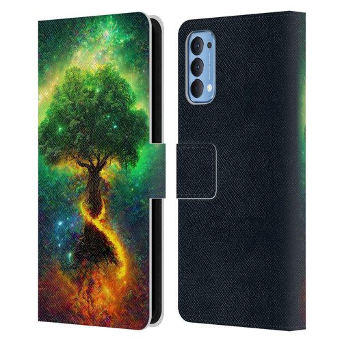 Wumples Cosmic Universe Yggdrasil, Norse Tree Of Life Leather Book Wallet Case Cover For OPPO Reno 4 5G