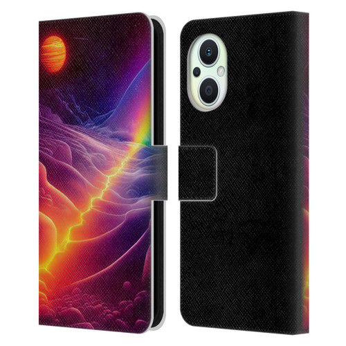 Wumples Cosmic Universe A Chasm On A Distant Moon Leather Book Wallet Case Cover For OPPO Reno8 Lite