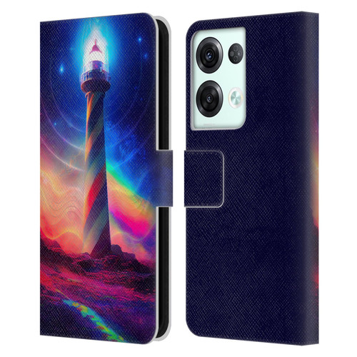 Wumples Cosmic Universe Lighthouse Leather Book Wallet Case Cover For OPPO Reno8 Pro