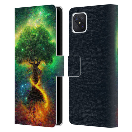 Wumples Cosmic Universe Yggdrasil, Norse Tree Of Life Leather Book Wallet Case Cover For OPPO Reno4 Z 5G
