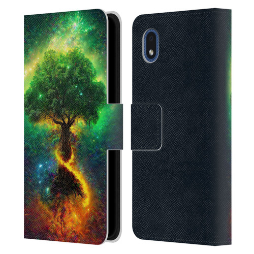 Wumples Cosmic Universe Yggdrasil, Norse Tree Of Life Leather Book Wallet Case Cover For Samsung Galaxy A01 Core (2020)