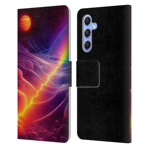 Wumples Cosmic Universe A Chasm On A Distant Moon Leather Book Wallet Case Cover For Samsung Galaxy A34 5G