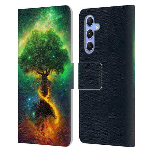 Wumples Cosmic Universe Yggdrasil, Norse Tree Of Life Leather Book Wallet Case Cover For Samsung Galaxy A34 5G