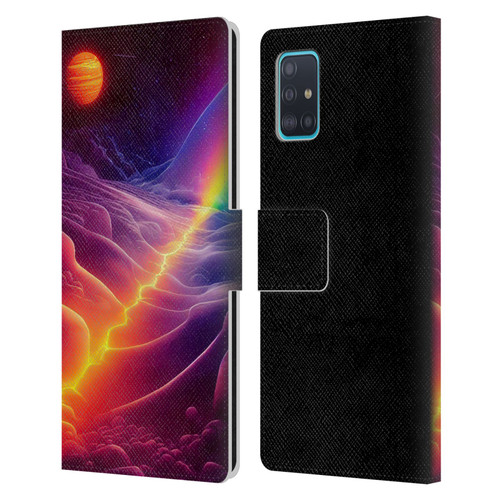 Wumples Cosmic Universe A Chasm On A Distant Moon Leather Book Wallet Case Cover For Samsung Galaxy A51 (2019)