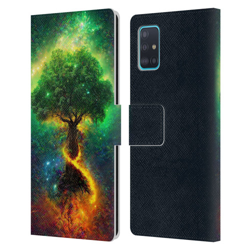 Wumples Cosmic Universe Yggdrasil, Norse Tree Of Life Leather Book Wallet Case Cover For Samsung Galaxy A51 (2019)