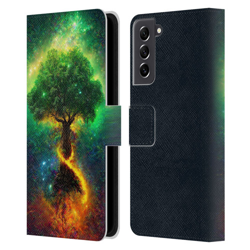 Wumples Cosmic Universe Yggdrasil, Norse Tree Of Life Leather Book Wallet Case Cover For Samsung Galaxy S21 FE 5G
