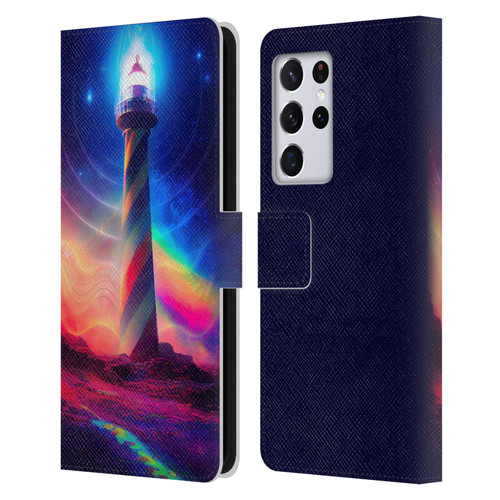 Wumples Cosmic Universe Lighthouse Leather Book Wallet Case Cover For Samsung Galaxy S21 Ultra 5G