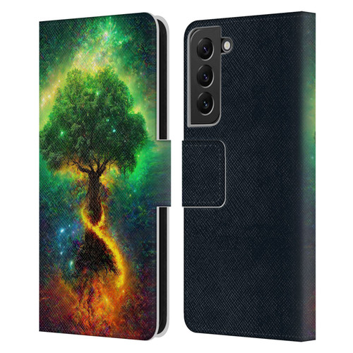 Wumples Cosmic Universe Yggdrasil, Norse Tree Of Life Leather Book Wallet Case Cover For Samsung Galaxy S22+ 5G