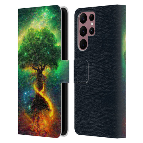 Wumples Cosmic Universe Yggdrasil, Norse Tree Of Life Leather Book Wallet Case Cover For Samsung Galaxy S22 Ultra 5G