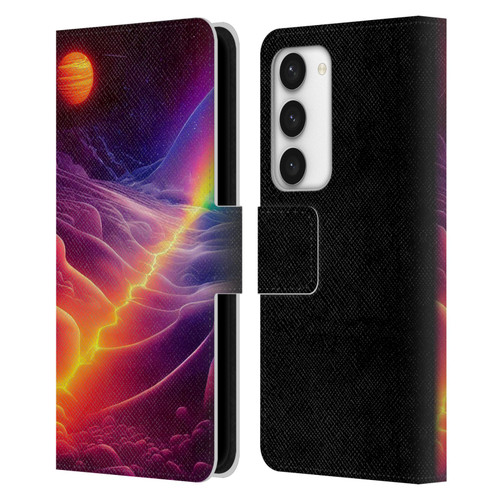Wumples Cosmic Universe A Chasm On A Distant Moon Leather Book Wallet Case Cover For Samsung Galaxy S23 5G