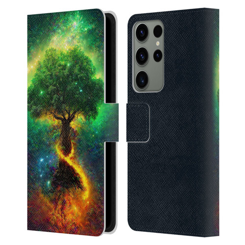 Wumples Cosmic Universe Yggdrasil, Norse Tree Of Life Leather Book Wallet Case Cover For Samsung Galaxy S23 Ultra 5G