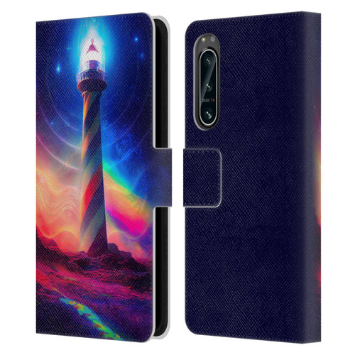 Wumples Cosmic Universe Lighthouse Leather Book Wallet Case Cover For Sony Xperia 5 IV