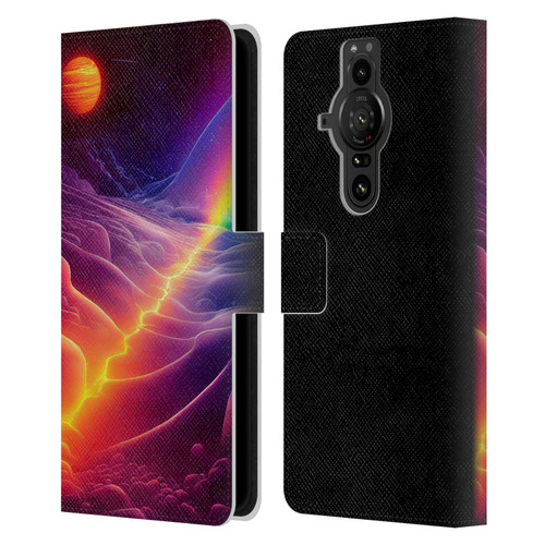 Wumples Cosmic Universe A Chasm On A Distant Moon Leather Book Wallet Case Cover For Sony Xperia Pro-I