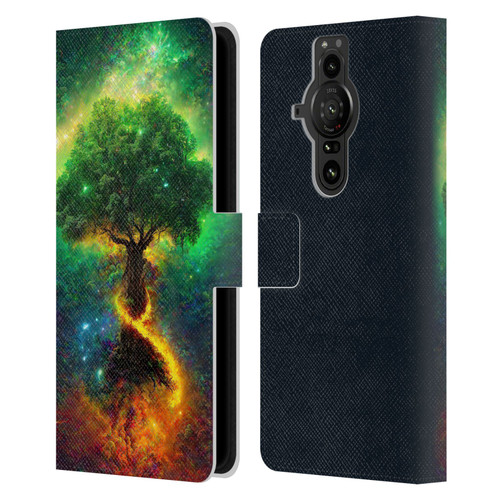 Wumples Cosmic Universe Yggdrasil, Norse Tree Of Life Leather Book Wallet Case Cover For Sony Xperia Pro-I