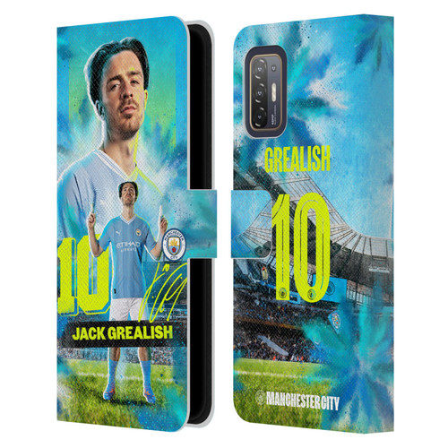 Manchester City Man City FC 2023/24 First Team Jack Grealish Leather Book Wallet Case Cover For HTC Desire 21 Pro 5G
