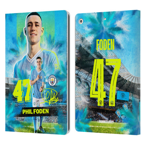 Manchester City Man City FC 2023/24 First Team Phil Foden Leather Book Wallet Case Cover For Apple iPad 10.2 2019/2020/2021