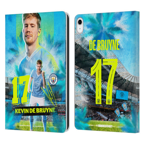 Manchester City Man City FC 2023/24 First Team Kevin De Bruyne Leather Book Wallet Case Cover For Apple iPad 10.9 (2022)