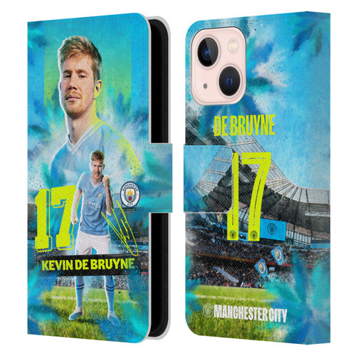 Manchester City Man City FC 2023/24 First Team Kevin De Bruyne Leather Book Wallet Case Cover For Apple iPhone 13 Mini