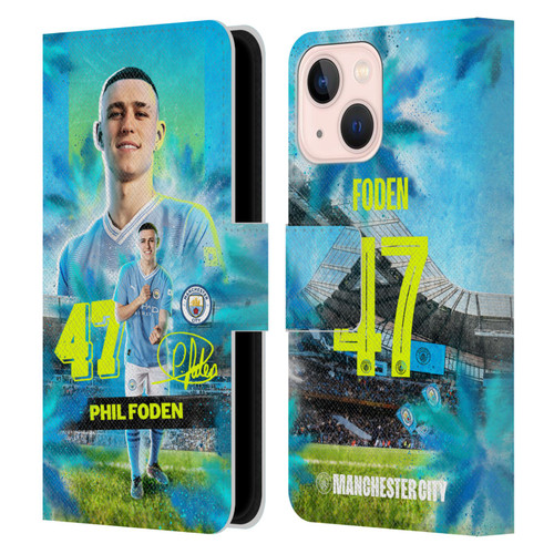 Manchester City Man City FC 2023/24 First Team Phil Foden Leather Book Wallet Case Cover For Apple iPhone 13 Mini