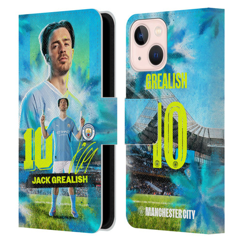 Manchester City Man City FC 2023/24 First Team Jack Grealish Leather Book Wallet Case Cover For Apple iPhone 13 Mini