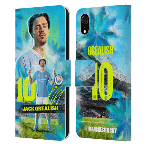 Manchester City Man City FC 2023/24 First Team Jack Grealish Leather Book Wallet Case Cover For Apple iPhone XR