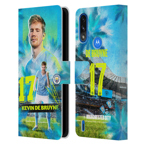 Manchester City Man City FC 2023/24 First Team Kevin De Bruyne Leather Book Wallet Case Cover For Motorola Moto E7 Power / Moto E7i Power