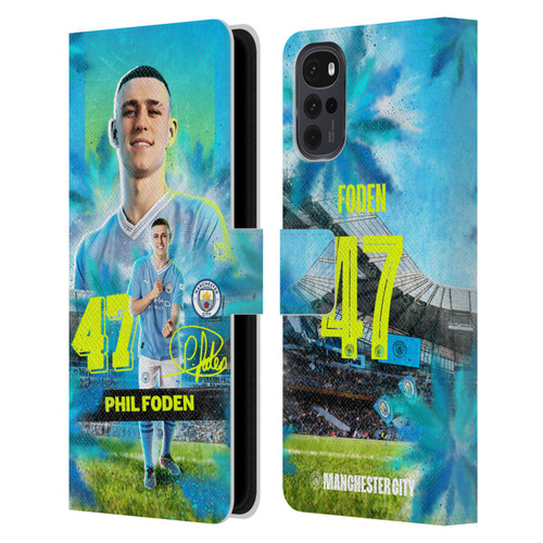 Manchester City Man City FC 2023/24 First Team Phil Foden Leather Book Wallet Case Cover For Motorola Moto G22