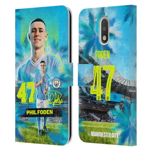 Manchester City Man City FC 2023/24 First Team Phil Foden Leather Book Wallet Case Cover For Motorola Moto G41