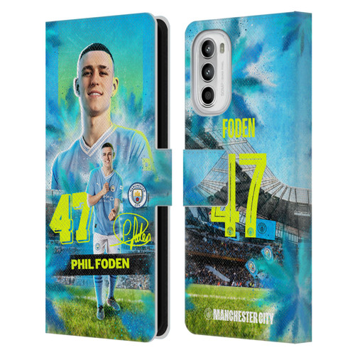 Manchester City Man City FC 2023/24 First Team Phil Foden Leather Book Wallet Case Cover For Motorola Moto G52