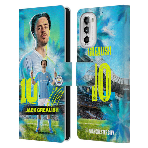 Manchester City Man City FC 2023/24 First Team Jack Grealish Leather Book Wallet Case Cover For Motorola Moto G52