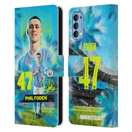 Manchester City Man City FC 2023/24 First Team Phil Foden Leather Book Wallet Case Cover For OPPO Reno 4 5G
