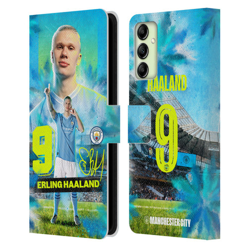 Manchester City Man City FC 2023/24 First Team Erling Haaland Leather Book Wallet Case Cover For Samsung Galaxy A14 5G