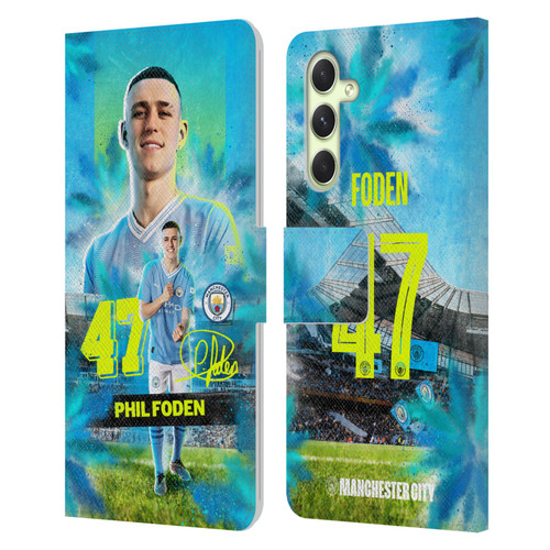 Manchester City Man City FC 2023/24 First Team Phil Foden Leather Book Wallet Case Cover For Samsung Galaxy A54 5G