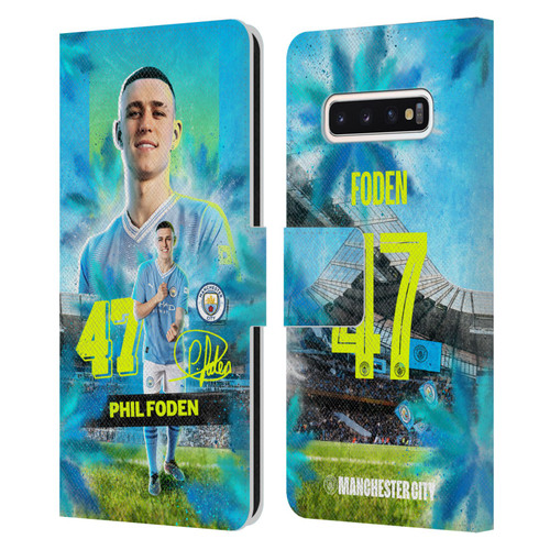 Manchester City Man City FC 2023/24 First Team Phil Foden Leather Book Wallet Case Cover For Samsung Galaxy S10
