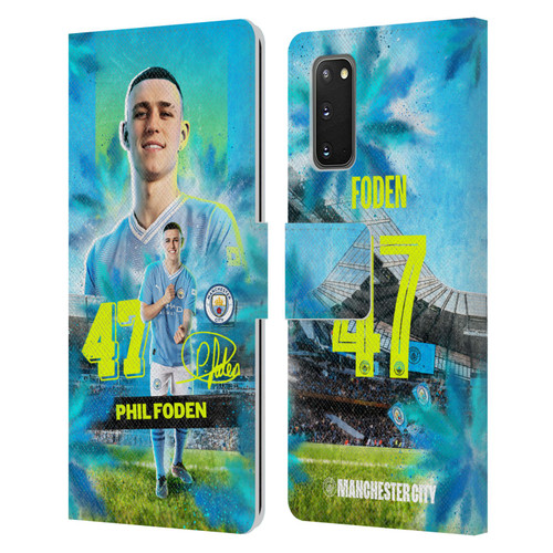 Manchester City Man City FC 2023/24 First Team Phil Foden Leather Book Wallet Case Cover For Samsung Galaxy S20 / S20 5G