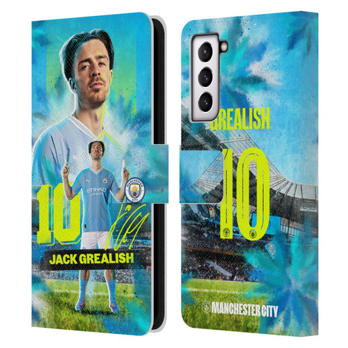 Manchester City Man City FC 2023/24 First Team Jack Grealish Leather Book Wallet Case Cover For Samsung Galaxy S21 5G
