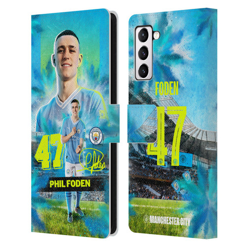 Manchester City Man City FC 2023/24 First Team Phil Foden Leather Book Wallet Case Cover For Samsung Galaxy S21+ 5G