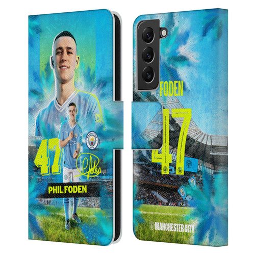 Manchester City Man City FC 2023/24 First Team Phil Foden Leather Book Wallet Case Cover For Samsung Galaxy S22+ 5G