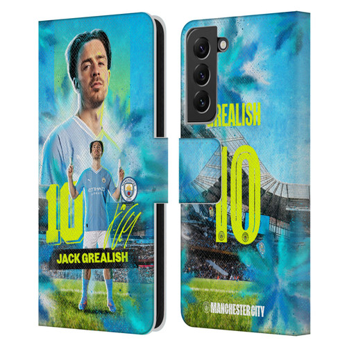 Manchester City Man City FC 2023/24 First Team Jack Grealish Leather Book Wallet Case Cover For Samsung Galaxy S22+ 5G