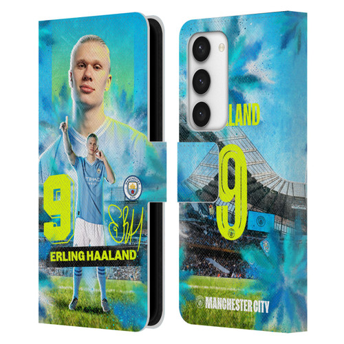Manchester City Man City FC 2023/24 First Team Erling Haaland Leather Book Wallet Case Cover For Samsung Galaxy S23 5G
