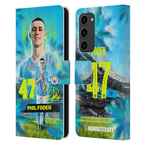 Manchester City Man City FC 2023/24 First Team Phil Foden Leather Book Wallet Case Cover For Samsung Galaxy S23+ 5G
