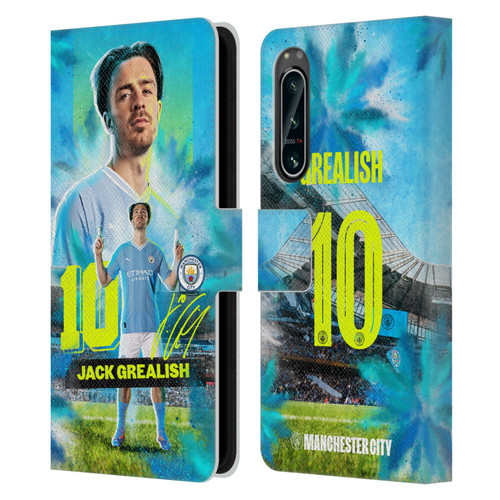 Manchester City Man City FC 2023/24 First Team Jack Grealish Leather Book Wallet Case Cover For Sony Xperia 5 IV