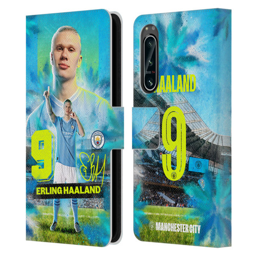 Manchester City Man City FC 2023/24 First Team Erling Haaland Leather Book Wallet Case Cover For Sony Xperia 5 IV
