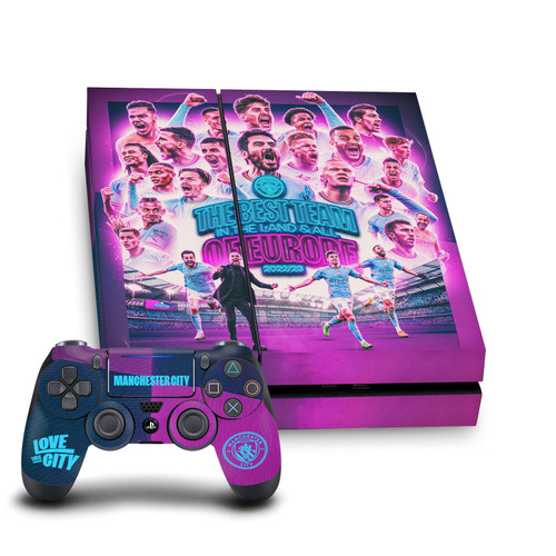 Manchester City Man City FC 2023 Champions of Europe Team Graphics Vinyl Sticker Skin Decal Cover for Sony PS4 Console & Controller